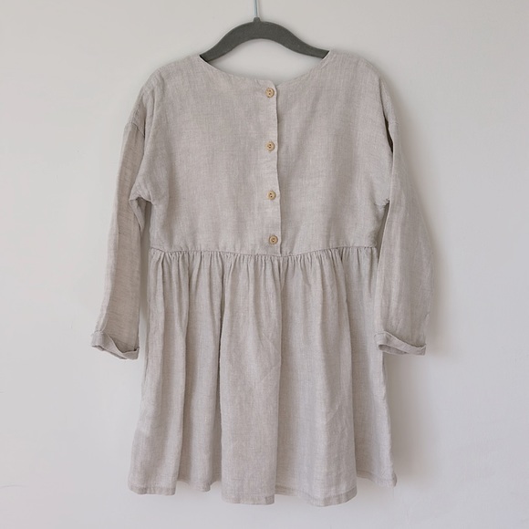 H&M Girl’s Light Beige Linen Dress Size 4T - Picture 4 of 5